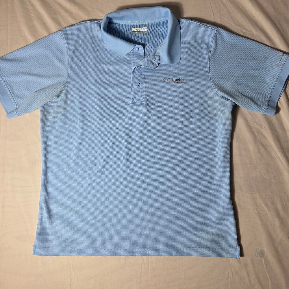 Columbia PFG Omni-Shade Polo Shirt - Men's Large - Light Blue Vented